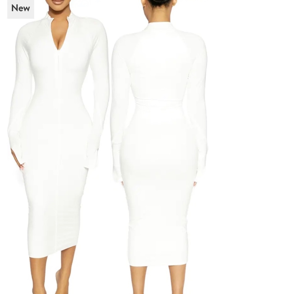 Naked Wardrobe 1/2 zip Long sleeve midi dress